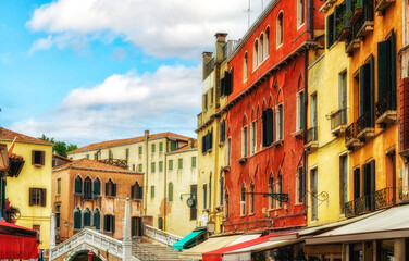 Fototapeta na wymiar Facades of old buildings, Venice, Italy, Europe