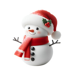 one snowman with red scarf 3D