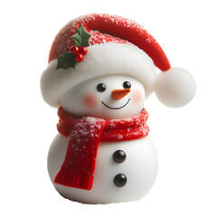 one snowman with red scarf 3D