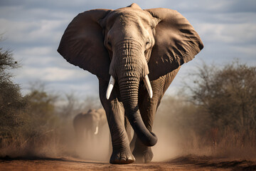 Fototapeta na wymiar Big huge grown elephant, elephant, male elephant, wild animal, wild elephant