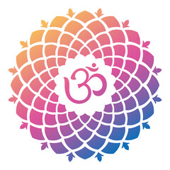 Om mandala design. colored Geometric circle design on  White background. vector illustration