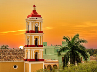 Colonial Catholic Church in Remedios, Cuba. The temple is named St. John the Baptist. 