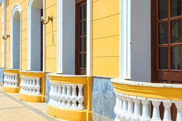 Colonial balconies in old building, Remedios, Cuba