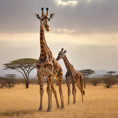 African Savannah Giraffes: Elegant Giants generative ai