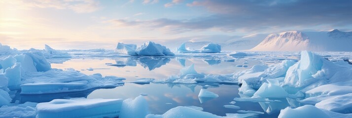 Melting ice cracks. Arctic winter background.