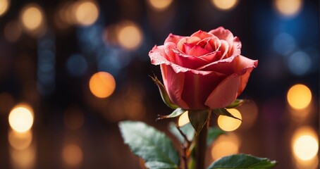 A single rosebud in sharp focus with a background of warm bokeh lights, evoking a sense of love and romance -Generative Ai