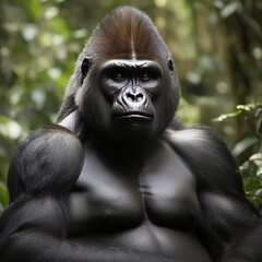 Obraz premium The Majesty of Gorillas: Guardians of the Jungle Throne generative ai