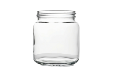 empty glass jar on white background