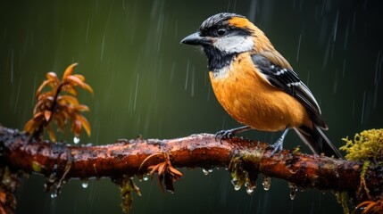 Naklejka premium Titmouse (Ficedula hypoleuca) in rain
