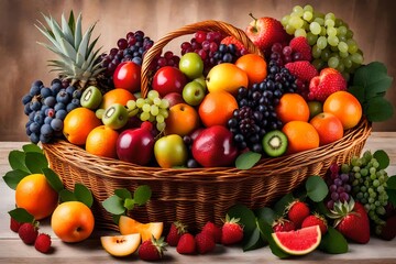 Naklejka na ściany i meble fruits in basket Generated with AI 