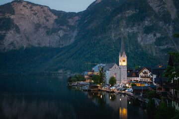 Night View of Hallstatt Lake