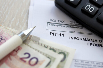 Information on revenues from other sources and collected income tax advances, PIT-11 form on...
