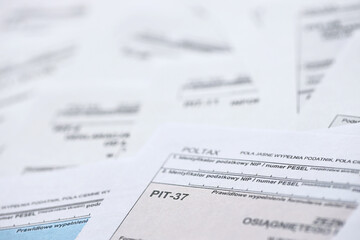 Very big amount of polish tax form blanks with PIT, CIT and VAT categories. Accounting, bureaucracy...