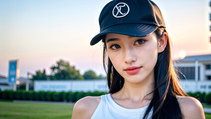 야구모자, 女, 모자, 미, 유행, 사람, 헬멧, 도안, 낯, 국민, 모자, 미소, 꼬마, 머리, 1, 꼬마, 레이디, 미소, 여름, 멋, 립, 스포츠,