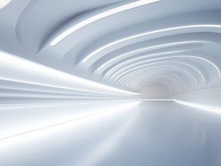 Obraz premium Abstract futuristic light corridor interior, Modern minimal background, 3D Rendering