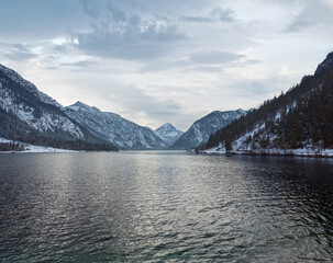 Plansee lake (Austria) winter view.