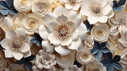 abstract background with white paper flowers.