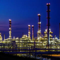 Obraz premium Petrochemical industry with Twilight sky.