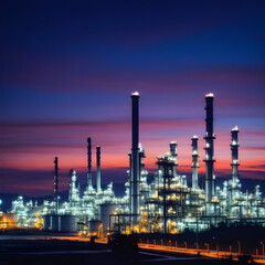 Obraz premium Petrochemical industry with Twilight sky.