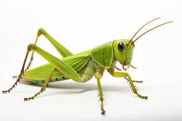 Background insect macro isolated green grasshopper white - obrazy, fototapety, plakaty
