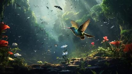 Foto op Plexiglas Hummingbird in the rainforest © Ali
