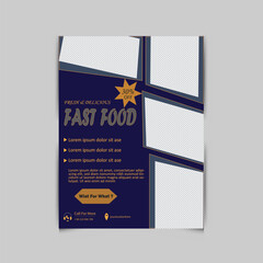 Restaurant pizza & hamburger online sale promotion web flyer or poster with logo, business icon & abstract digital background.Suitable for Social Media Post Restaurant and culinary Promotion,.