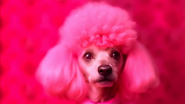 Animation portrait of a pink poodle
