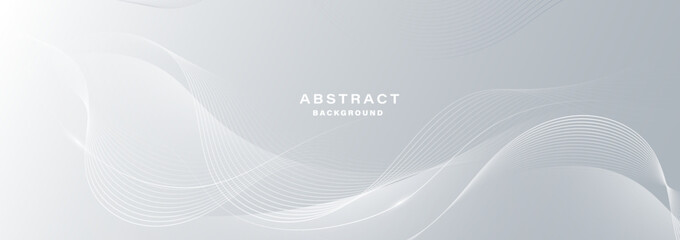 Gray and white abstract background with flowing lines. Digital technology concept. Vector illustration.