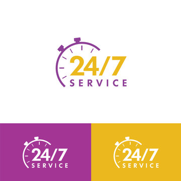 Icon Set for 24/7 Services: These simple illustrations depict the continuous availability of our 24-hour service, operational every day of the week. Versatile elements for logos, UI, and web design, e