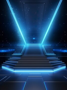 Stage podium with lighting, Stage Podium Scene with for Award Ceremony, copy space - generative ai