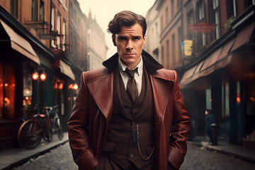 Fototapeta premium Detective, agent, clasic agent, police agent, detective