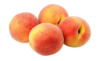 Fototapeta na wymiar Plump Orange Peaches with Fuzzy Skin Isolated on Transparent Background PNG.