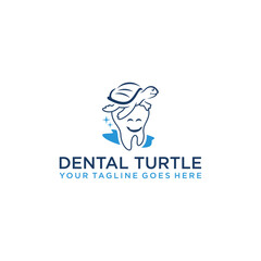 Creative dental with turtle for children logo design