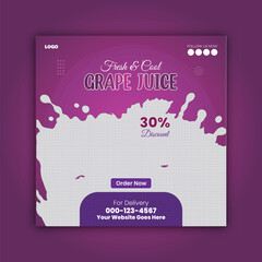 Fresh & Cool Grape Juice Social Media Post Design Template