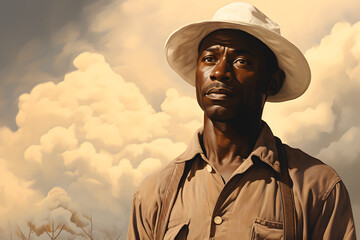Fototapeta premium African American cotton farmer, african american history, cotton farmer