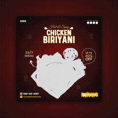 Hot & Spicy Chicken Biriyani Social Media Post Design Template