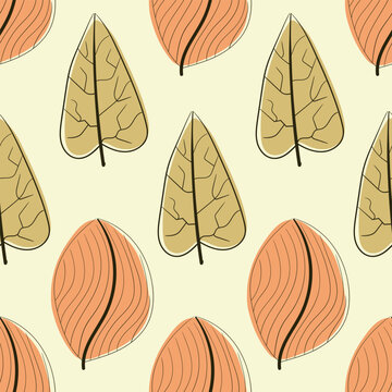 Autumn seamless background of hand-painted leaves