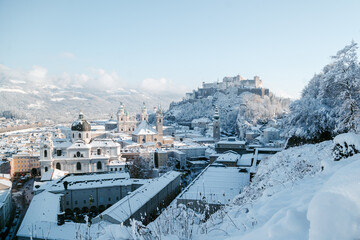 Fototapeta na wymiar Historic city of Salzburg in winter, Salzburg Land, Austria