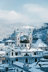 Historic city of Salzburg in winter, Salzburg Land, Austria - 701125044