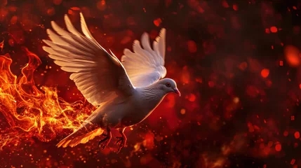 Fotobehang Spirit dove in flame. Pentecost Sunday, © vetre
