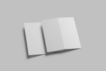 Blank DL bifold brochure on light grey background