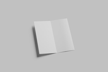 Blank DL bifold brochure on light grey background