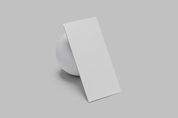 Blank DL bifold brochure on light grey background