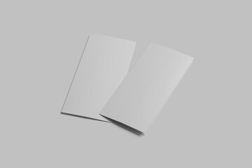 Blank DL bifold brochure on light grey background