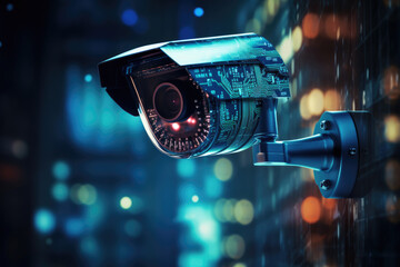 Urban Surveillance Hub. Futuristic CCTV System