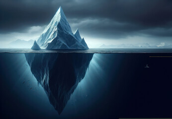 Iceberg. Hidden Danger And Global Warming Concept - obrazy, fototapety, plakaty