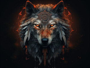 Enigmatic Wilderness: Mystic Wolf Illustration