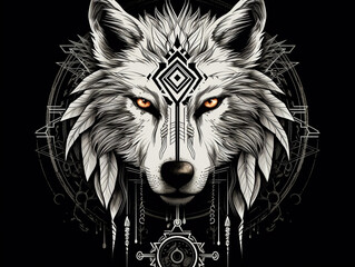 Enigmatic Wilderness: Mystic Wolf Illustration