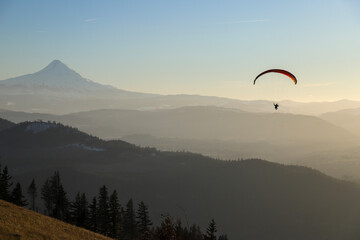 Paraglider with Mt Hood