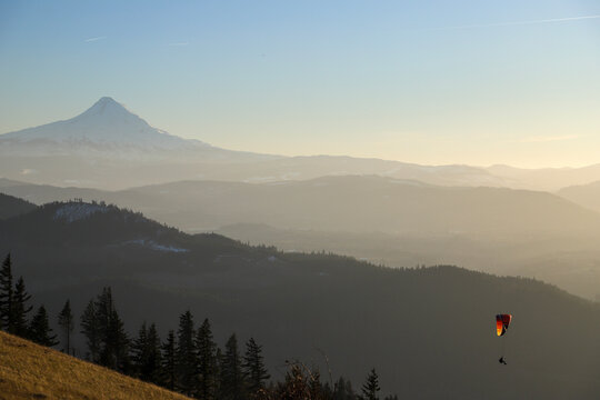 Paraglider with Mt Hood